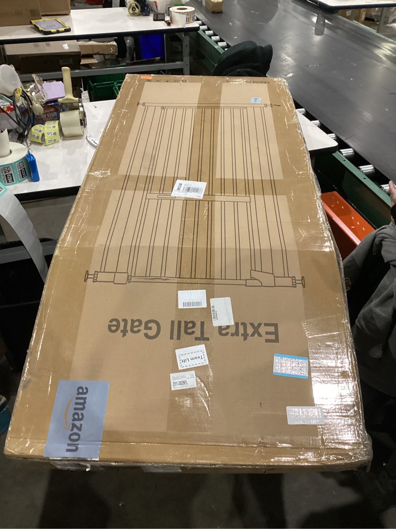 Condition photo showing New/Like New for 51.18" Extra Tall Cat Gate for Doorway, 30.5"-40" Auto Close Pet Gate Include 2.75" and 5.5" Extension Kits, No Drilling Pressure Mount Kit, Suitable for Doorways or Kitchen, New White New White 51.18" tall