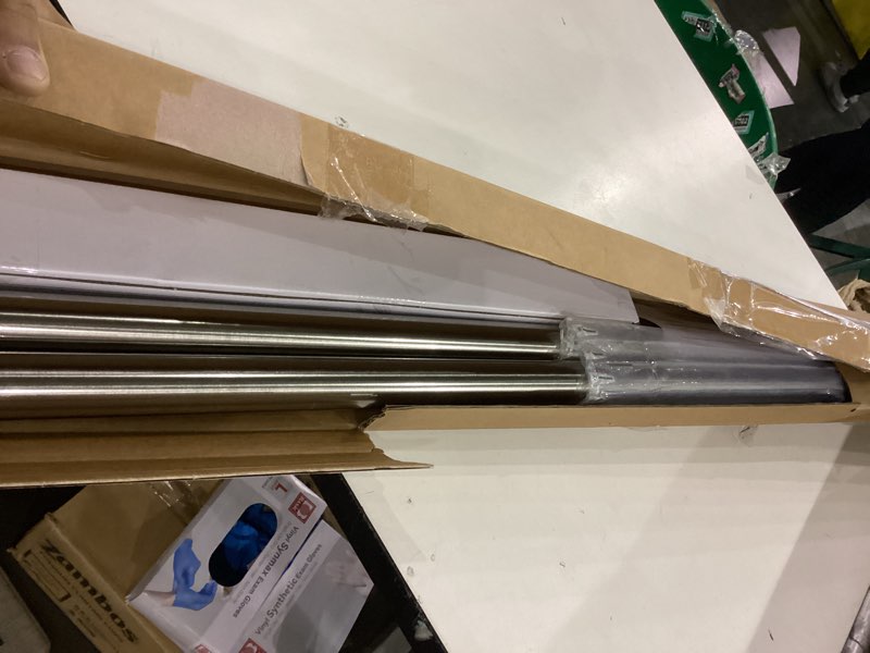 Condition photo showing New/Like New for BlastHome® Non-Adjustable Luxury Curtain Rods for Windows, 1 ¼” Rod Set, 8 foot Fixed Length (Two Rods Connect for a Seamless Look), Gunmetal/Pewter Single Rod Gunmetal/Pewter 8 foot