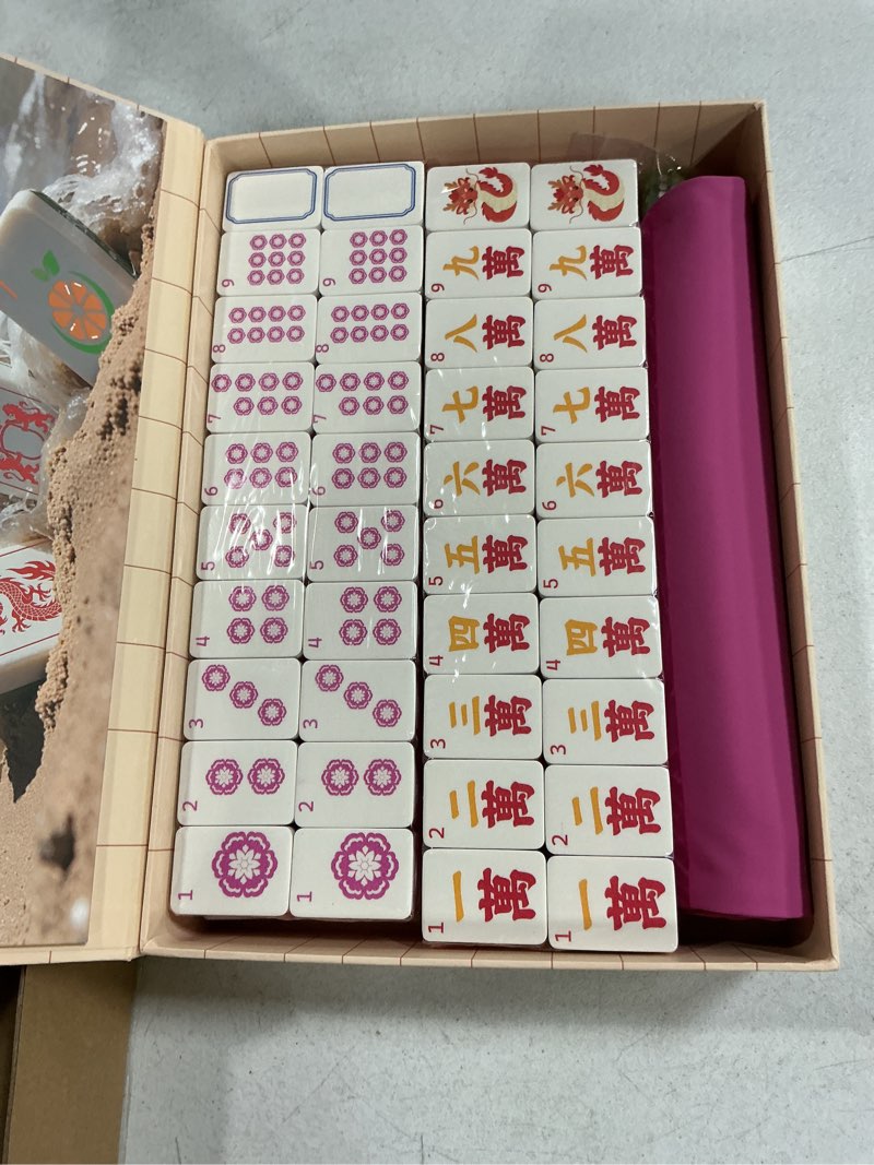 Condition photo showing Good Condition for floating mahjong tile set for pool,160 american mahjong tiles waterproof eva foam with dice storage bag for pool party beach vacation summer outdoor game set (pink)