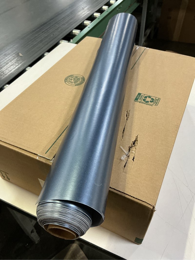 Condition photo showing As Is for FunStick Satin Navy Blue Contact Paper Peel and Stick Wallpaper Thick Blue Contact Paper for Cabinets Desk Countertops Ap