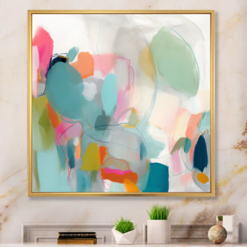 Pink Blue Minimalims Fludity IV Framed On Canvas Print