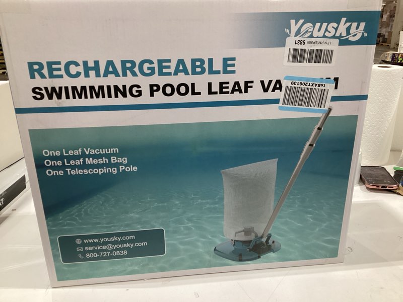Condition photo showing New/Like New for Rechargeable Pool Leaf Vacuum with Telescopic Pole, 83GPM Powerful Suction– Cordless Pool Skimmer for Inground & Above Ground Pools with 6.6Gal Leaf Catcher Bag for Heavy Debris Areas