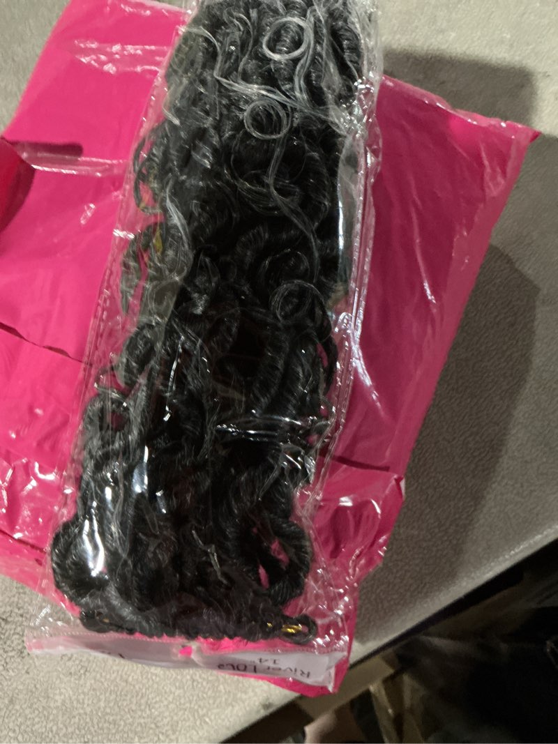 Condition photo showing New/Like New for Faux Locs Crochet Hair 14 Inch Goddess Locs Ombre Grey Crochet Hair for Women 6 Packs Gray Soft River Curly Pre Looped Braids with Curly Ends Boho Hippie Synthetic Hair Extensions, 1b/grey river locs-14in 1b/grey