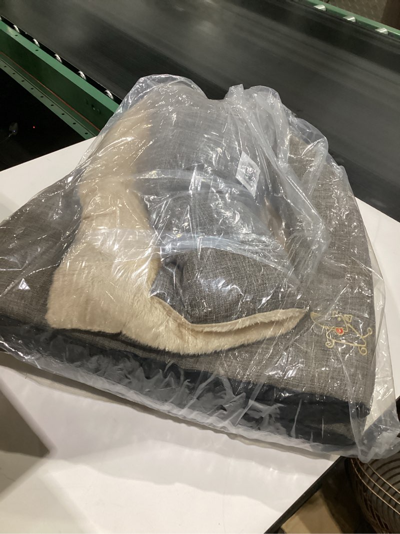 Condition photo showing Good Condition for Best Pet Supplies Dog House Bed Crate Mat Tent Indoor Round Soft Plush for Small, Medium, and Large Breeds - Brown Linen, 19 x 19 x H:19" Brown Linen 19" x 19" x H:19"