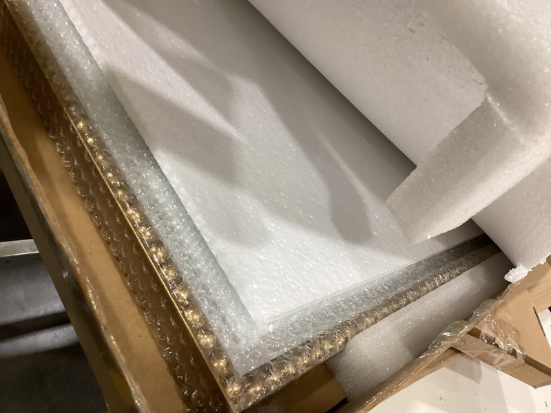 Condition photo showing Good Condition for g-leaf antique gold wall mirror 48"x39", french baroque vintage mirror with ornate carved frame for living room, fireplace mantel, bedroom, entryway vintage gold 48"l x 39"w