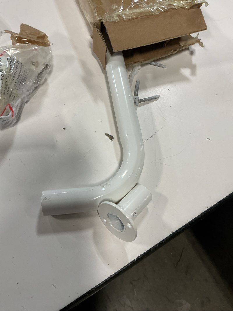 Condition photo showing As Is for room darkening curtain rod, wrap around design, extra-thick 1-inch diameter single drapery rod, extendable metal rod set for the blackout curtains and sheer (white, 28-48") 28-48" white