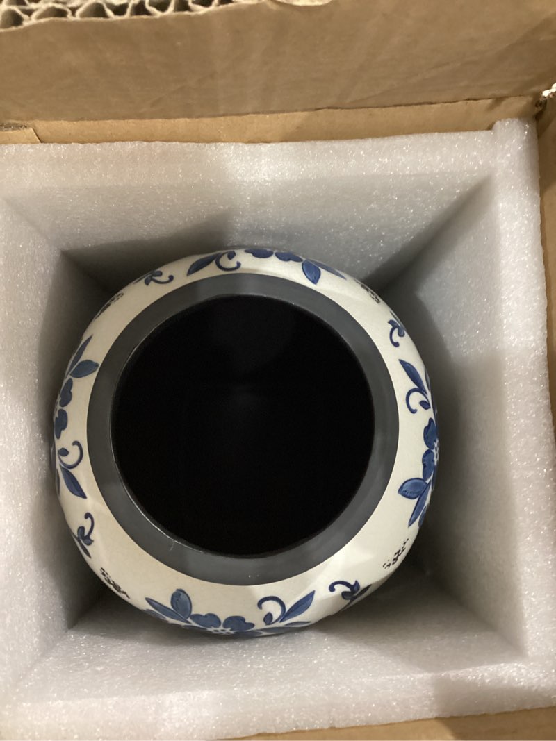 Condition photo showing New/Like New for Blue and White Floral 10inch Ceramic Flower Vase, Traditional Chinese Style, Decorative Porcelain Container