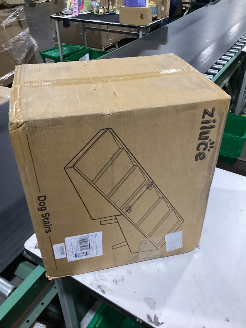 Condition photo showing New/Like New for Dog Ramp for Bed & Couch, Dog Stairs 21.06 inches High for Large/Medium/Small Doggie, Foldable 2 in 1 Wooden Pet Steps for Puppy Older and Injured Dogs, Split Ottoman Design, No-Slip Surface