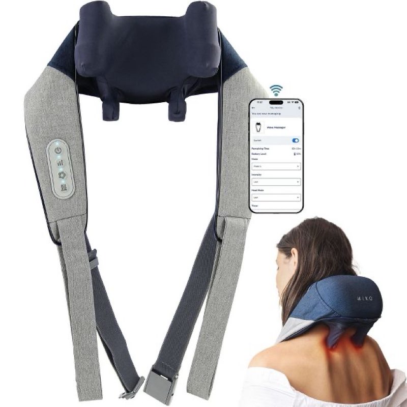 Miko Shiatsu Neck and Back Massager Hands Free with Soothing Heat - App Controlled
