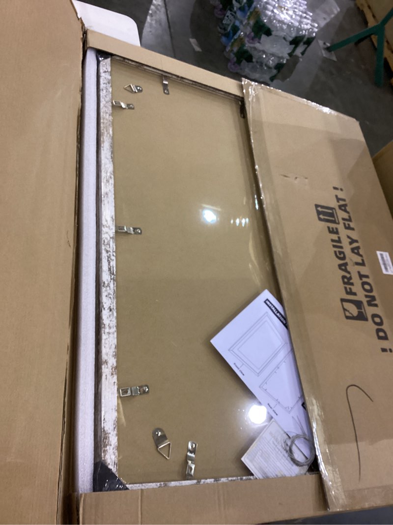 Condition photo showing New/Like New for 22x28 Frame Set of 2, Distressed White Wood Style - Display 18x24 Picture Frame with Mat or 22 x 28 Poster Frame without Mat, Wall Mounting Horizontal and Vertical Distressed White 22x28 in