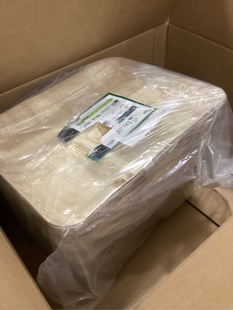 Condition photo showing Good Condition for Dtocs Compostable 4 Compartment Plates (50 Pcs) Palm Leaf Plate 11x9 Inch School Lunch Tray, Portion Plates | Bamboo Plate Look 4 Section Plates Sturdy Than Heavy Duty Paper Plates, Styrofoam Plates