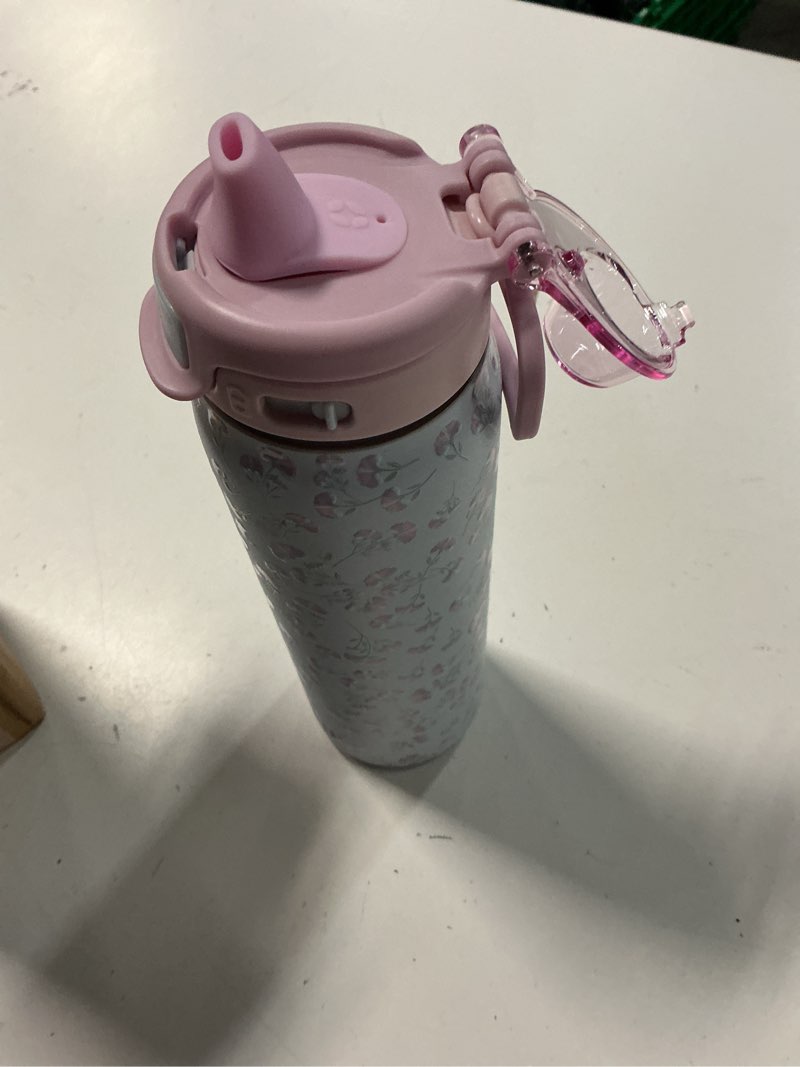 Condition photo showing Good Condition for ello pop & fill 22oz stainless steel water bottle with quickfill technology, double walled and vacuum insulated metal, leak proof locking lid, straw and chug, reusable, bpa free, serene bloom 22oz serene blooms