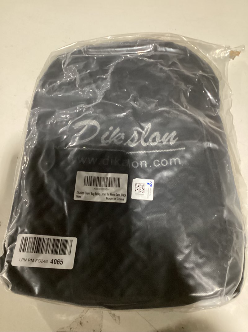 Condition photo showing Good Condition for Dikaslon Diaper Bag Backpack with Portable Changing Pad, Pacifier Case and Stroller Straps, Large Unisex Baby Bags for Boys Girls, Multipurpose Travel Back Pack Moms Dads, Black