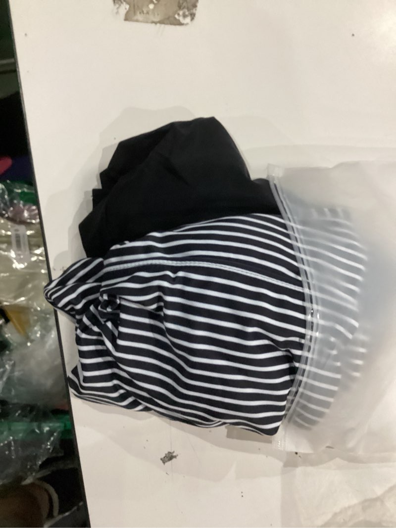 Condition photo showing As Is for talisea tankini two piece with shorts - womens tummy control swimsuit with pockets bathing suit with v-wire boy shorts non-contrast color shorts medium striped