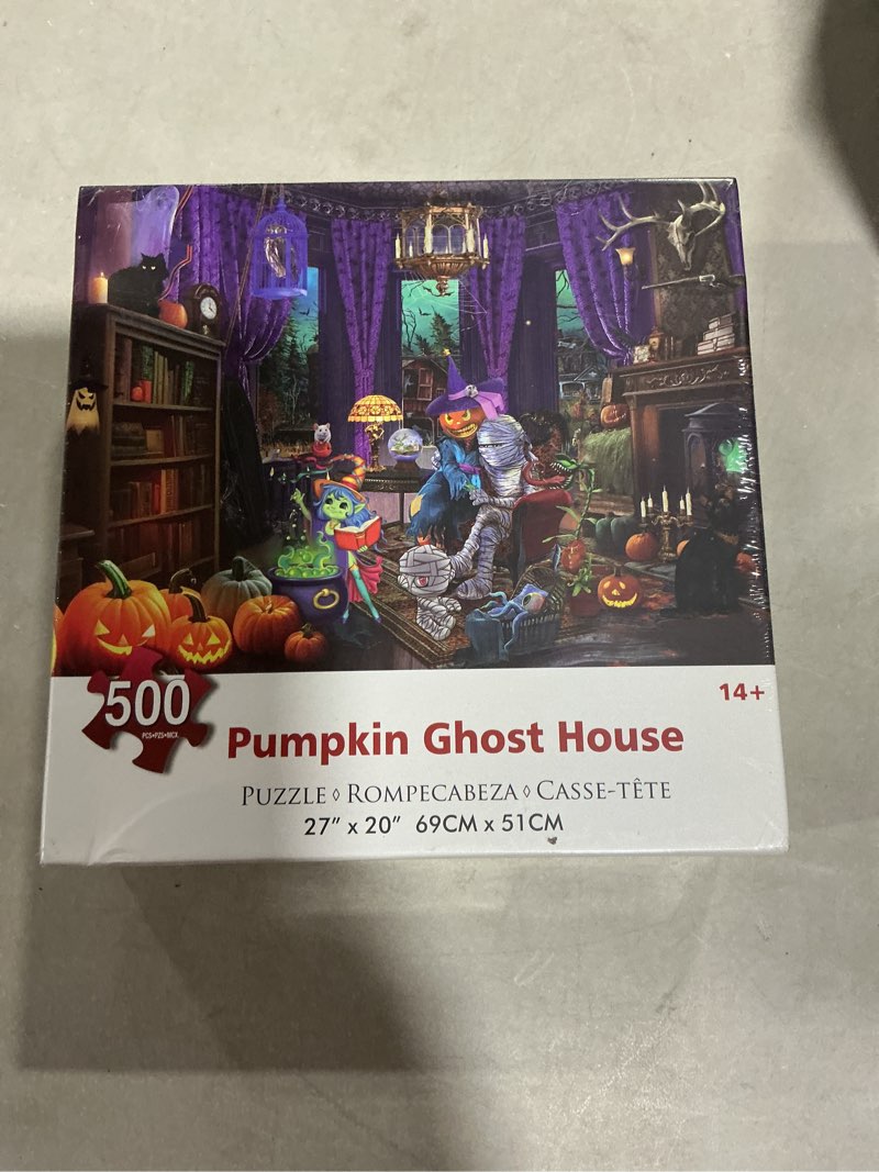 Condition photo showing New/Like New for Halloween Nightmare 500 Piece Puzzle, Halloween House 500 Piece Puzzles for Adults, Challenging Puzzle Perfect for Game Nights 27" x 20"