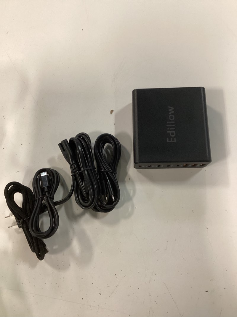 Condition photo showing As Is for 380w usb c charger block,with 4 usb cables 8-port usb c charging station dual 100w laptop charger fast charger type c charging block for macbook pro, dell xps, iphone, ipad, tablet (bright black)