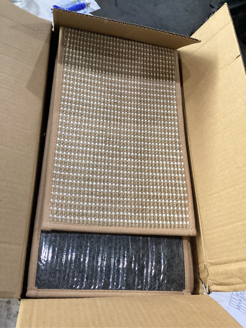 Condition photo showing New/Like New for 15pc jute stair treads for wooden steps-non slip peel and stick stair treads indoor, adhesive staircase step treads residue free, cat-friendly & scratch-resistant durable stair runner rug,8"x30" beige 8"x30" 15