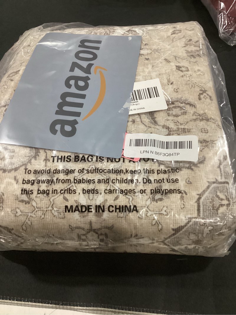 Condition photo showing New/Like New for washable 2x5 hallway runner rug: vintage water resistant kitchen entryway rug ultra soft living room bedroom carpet with non slip backing indoor low pile floor mat for bathroom dining room(2x5,beige) 2' x 5' (rectangular) beige