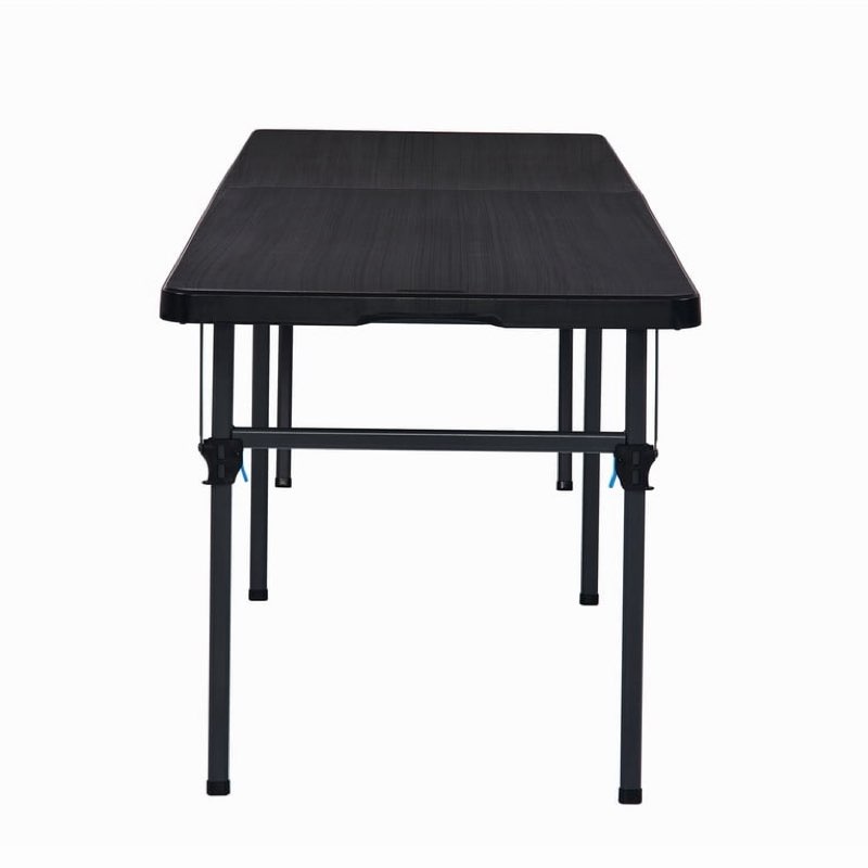 mainstays black 8 foot easy fold folding plastic table, heavy duty, indoor outdoor, scratch resistant, stain & uv damage