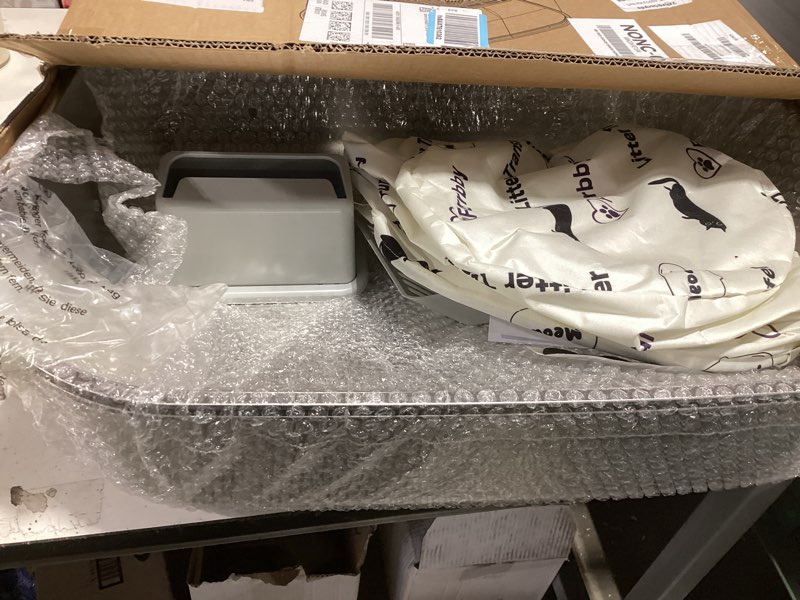 Condition photo showing New/Like New for Stainless Steel Sifting Litter Box with Lid, Metal Litter Pan with Scoop for Big Cats Multi Cat, Extra Large Cats Litterbox Odor Control Easy Clean (22.8 * 16.1 * 6.5inch-Without Enclosure, X-Large) 22.8*16.1*6.5inch-Without Enclosure X-Large