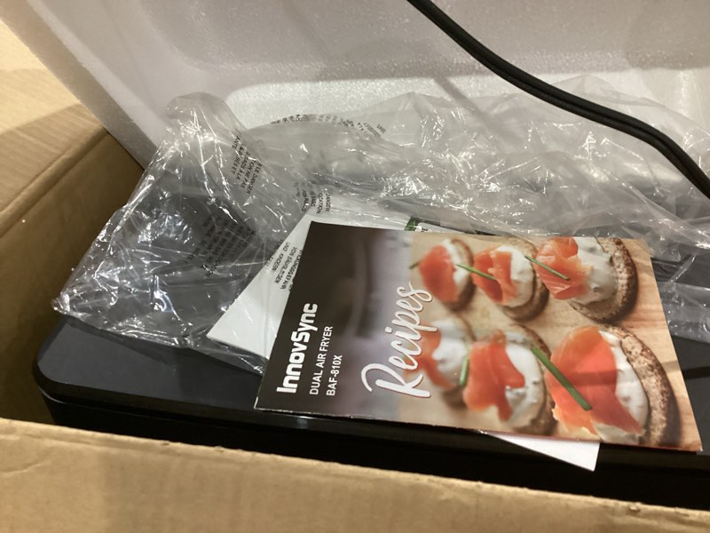 Condition photo showing Good Condition for 12QT Large Dual Air Fryer, 10-in-1 Double Zone Airfryer with 2×6QT Baskets, 60° Easy-Panel with Full Touchscreen, SyncCook Function, Viewing Window, 2 Dishes at Once, Black