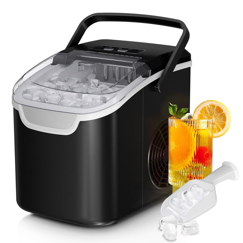 Countertop Ice Maker Machine, 8 Ice Cubes in 6 mins, 26lb/Day Ice with 2 Sizes- Portable Mini, Energ