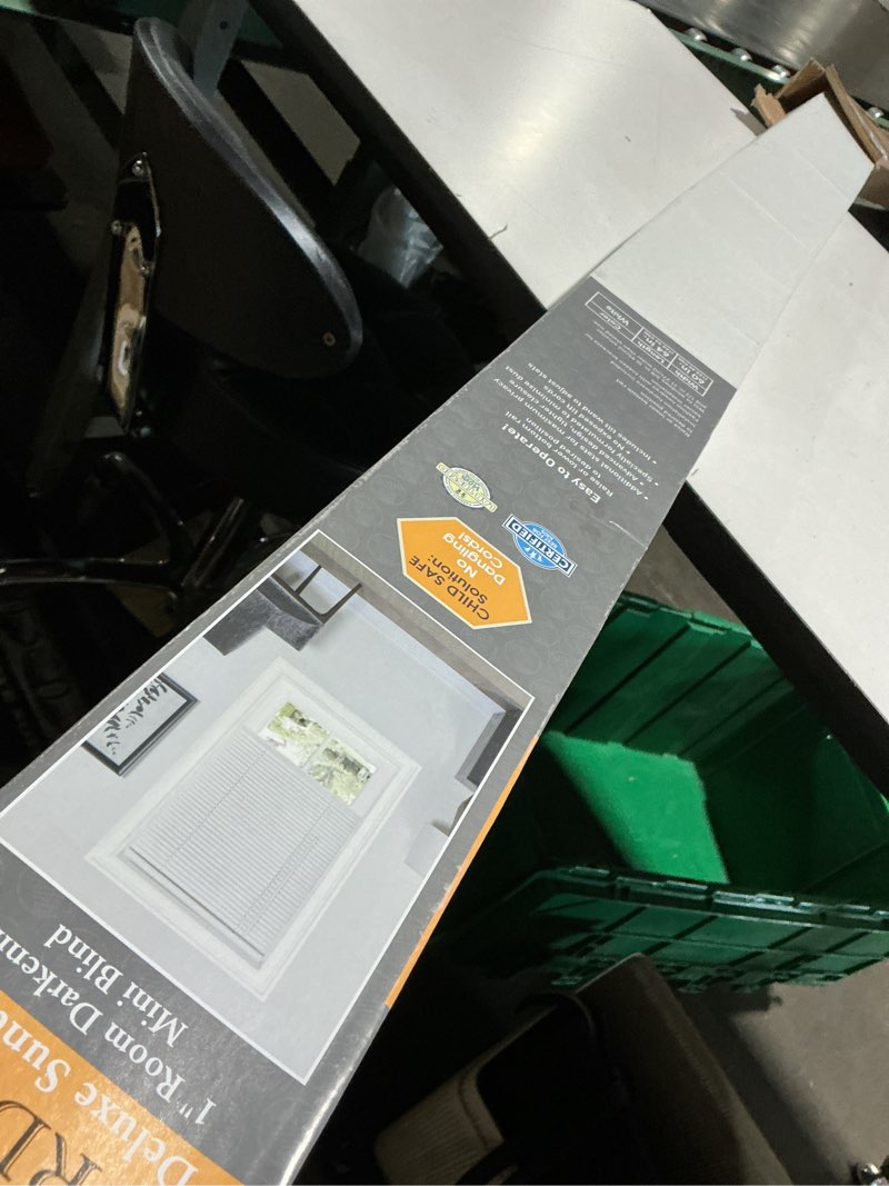 Condition photo showing Good Condition for cordless room darkening mini blind - 60 inch width, 64 inch length, 1" slat size - pearl white - cordless gii deluxe sundown horizontal windows blinds for interior by achim home decor white 60"w x 64"h