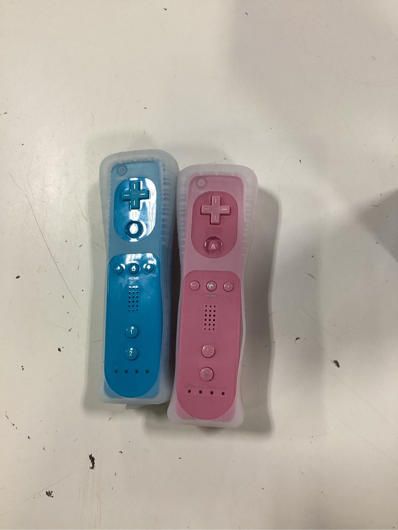 Condition photo showing New/Like New for wii remote controller, 2 packs upgrade wireless controller compatible with wii wii u(blue and pink)