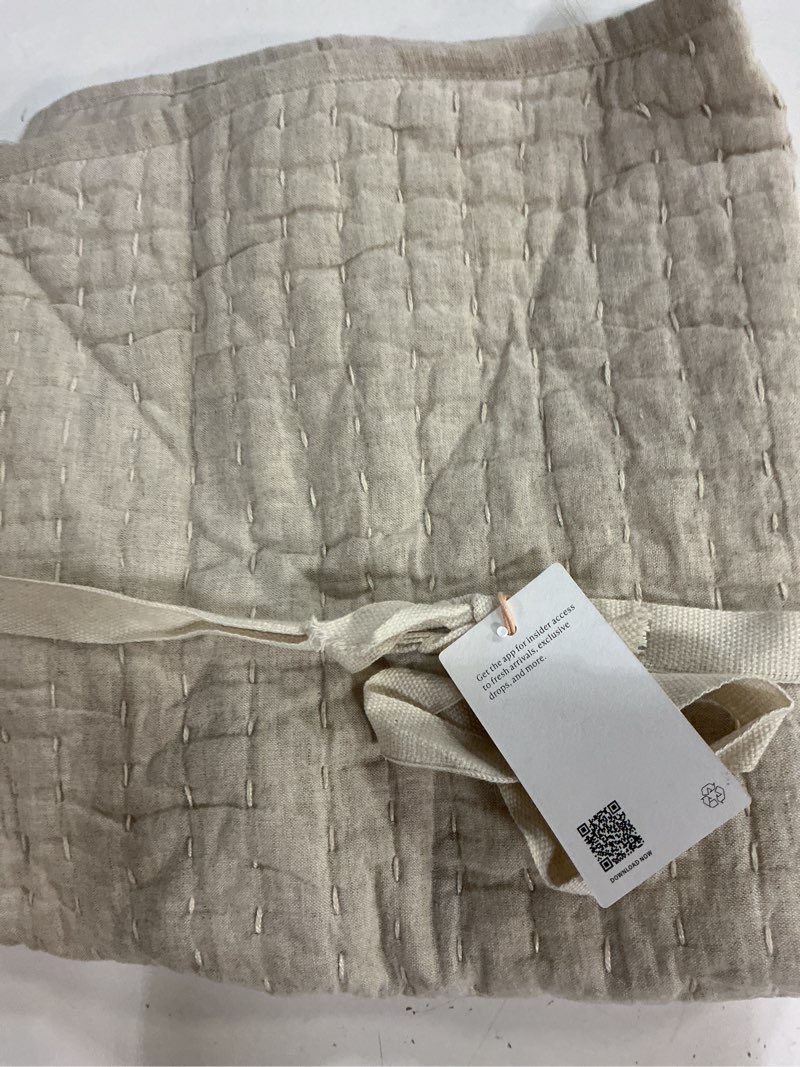 Condition photo showing New/Like New for european linen cotton stitch quilted euro sham, euro, natural