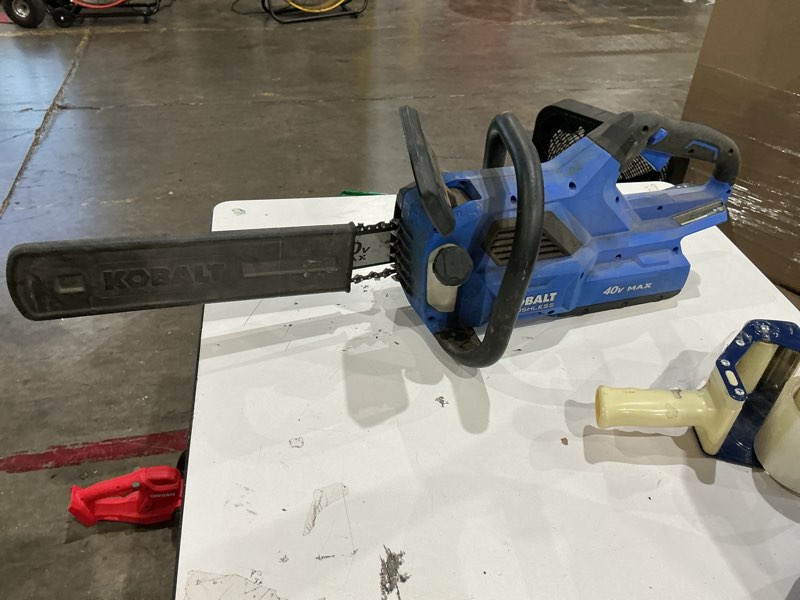 Condition photo showing As Is for kobalt gen4 40-volt 14-in battery chainsaw battery not included charger not included