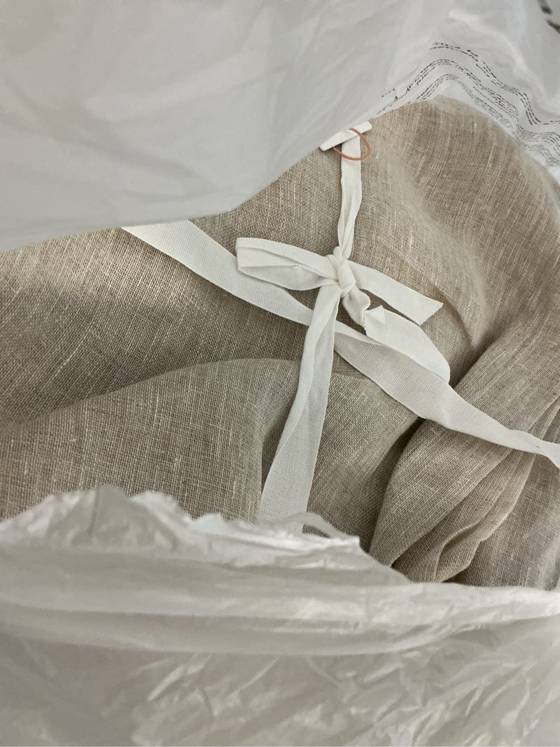 Condition photo showing As Is for quince european linen sheer curtain set (set of 2), 48x96, flax