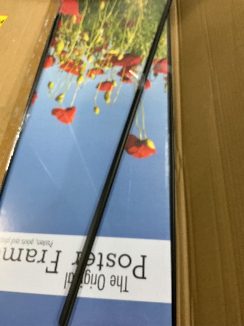 Condition photo showing As Is for MCS Original Poster Frame 20x28 Black Lightweight Vertical & Horizontal Wall Hanging Large Picture Frame for Posters, Art Prints & Gallery Wall (2-Pack) 20x28 2-Pack