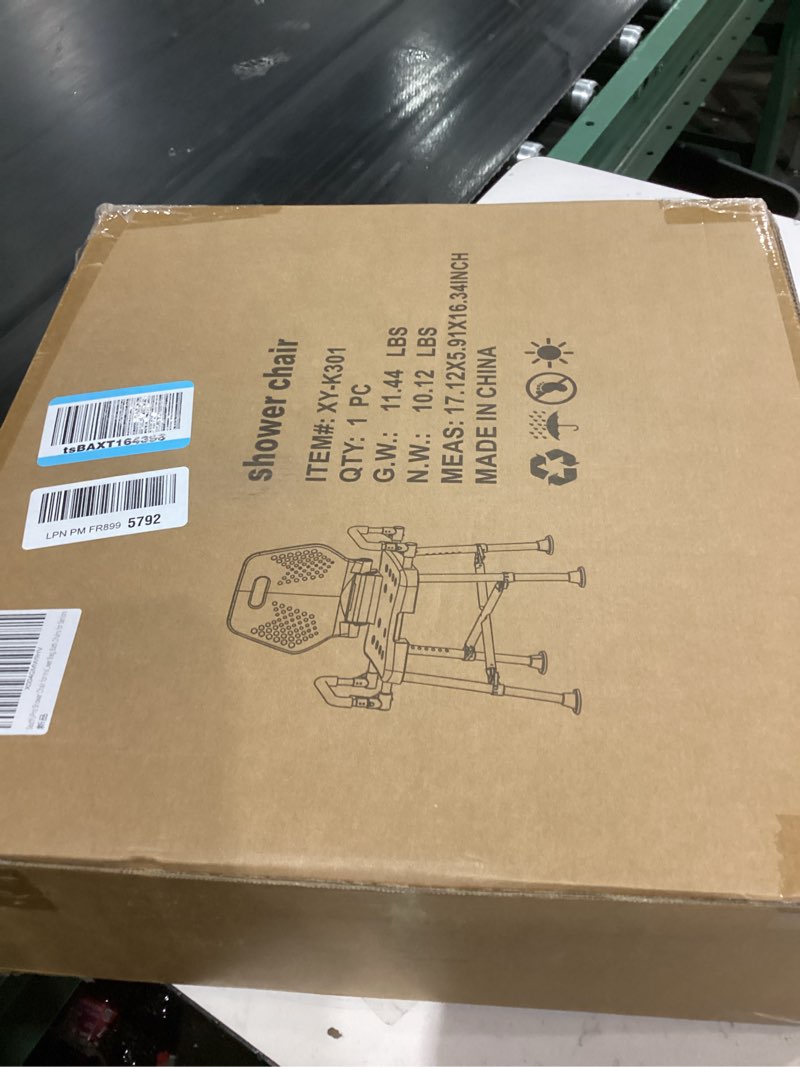 Condition photo showing As Is for Shower Chair for Seniros Elderly Handicap Disabled or Bariatric Adults with Arms and Back, Bench Seat for Inside Shower stall and Bathroom Bath Tub Seats Adjustable Stool Heavy Duty 500 lbs sit Chairs