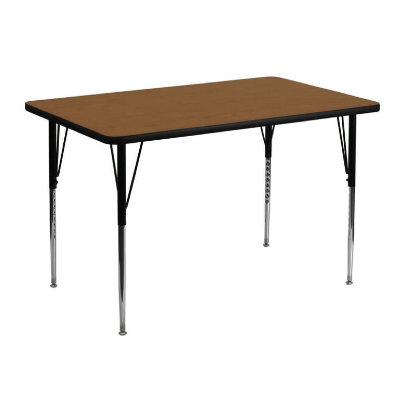 flash furniture wren 24''w x 60''l rectangular grey hp laminate activity table - standard height adjustable legs