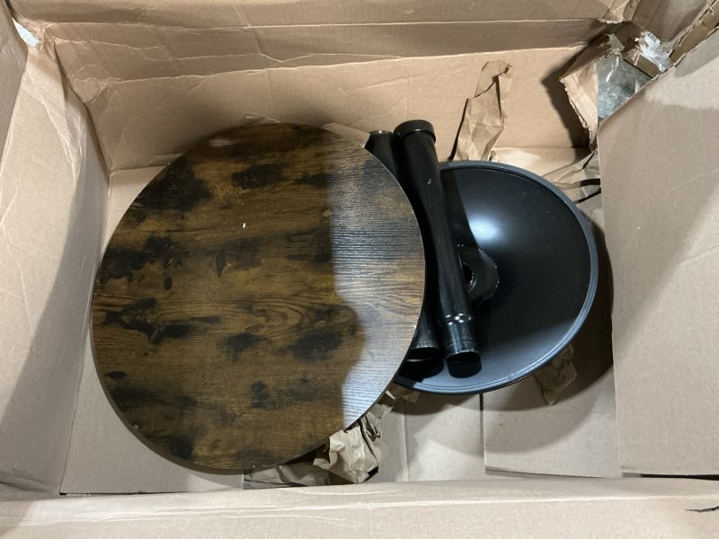 Condition photo showing Good Condition for hoobro round bar table, 35" tall pub table, cocktail table with base for narrow space, bar height table for kitchen, easy to assemble, rustic brown bf57bt01 1 rustic brown + black