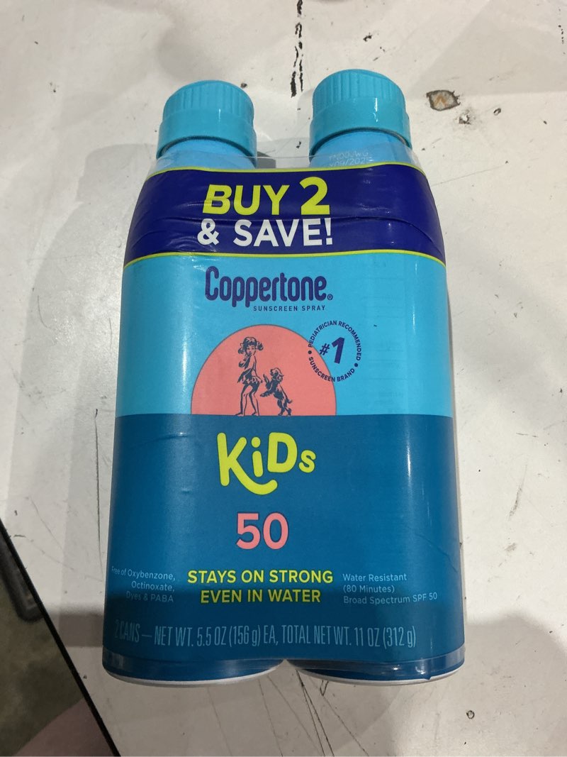 Condition photo showing New/Like New for coppertone kids sunscreen spray, spf 50 spray sunscreen for kids, 5.5 oz, pack of 2
