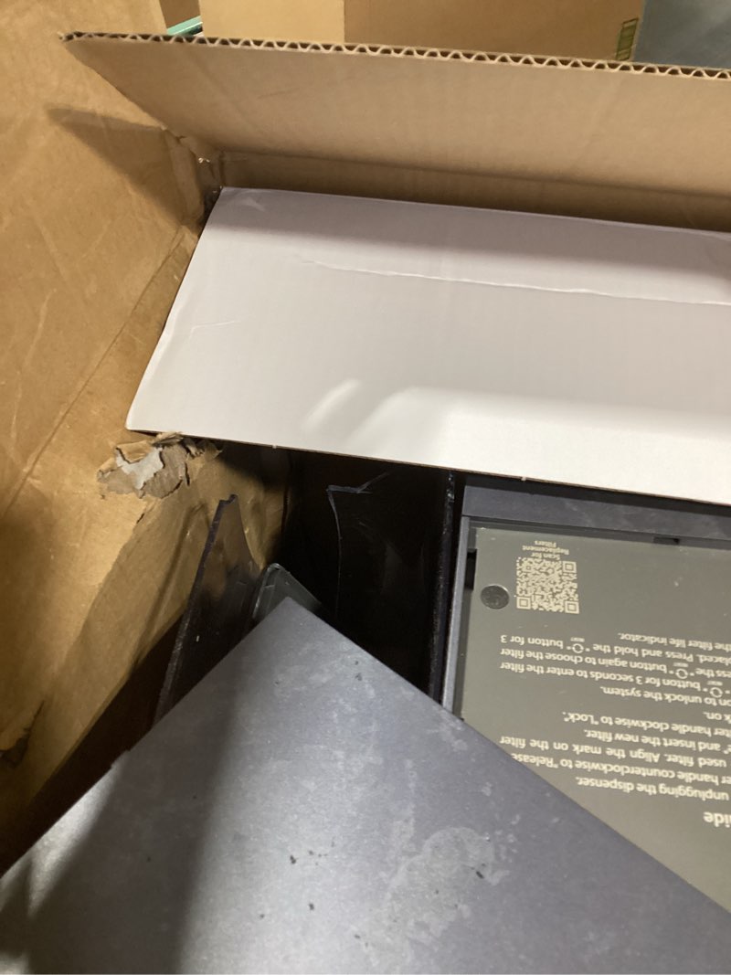 Condition photo showing As Is for ispring rcd100hcg hot & cold reverse osmosis system countertop, alkaline ro water filter dispenser, 9 temperature & 6 dispensing volume options, tds & filter lifespan monitor, plug and play hot & cold - alkaline gray