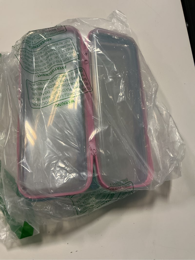 Condition photo showing New/Like New for hoolerry 4 pcs hard clear zipper case makeup bags plastic zipper pouch transparent storage box containers for cosmetics, snacks, building blocks, puzzles(clear,13.2 x 4.7 x 2.4 in,pastel) 13.2 x 4.7 x 2.4 in clear pastel