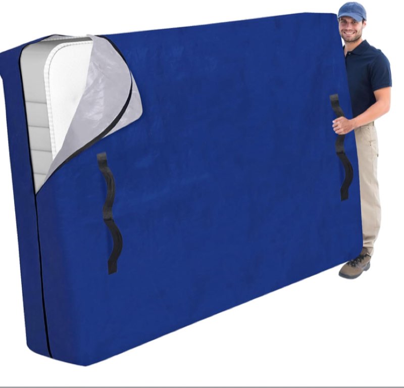 Cosy Family Mattress Bags for Moving with 8 Handles - 170GSM Extra-Thick Mattress Bag for Moving Supplies - Reusable Mattress Cover Protector Storage with Zipper, Blue, Full