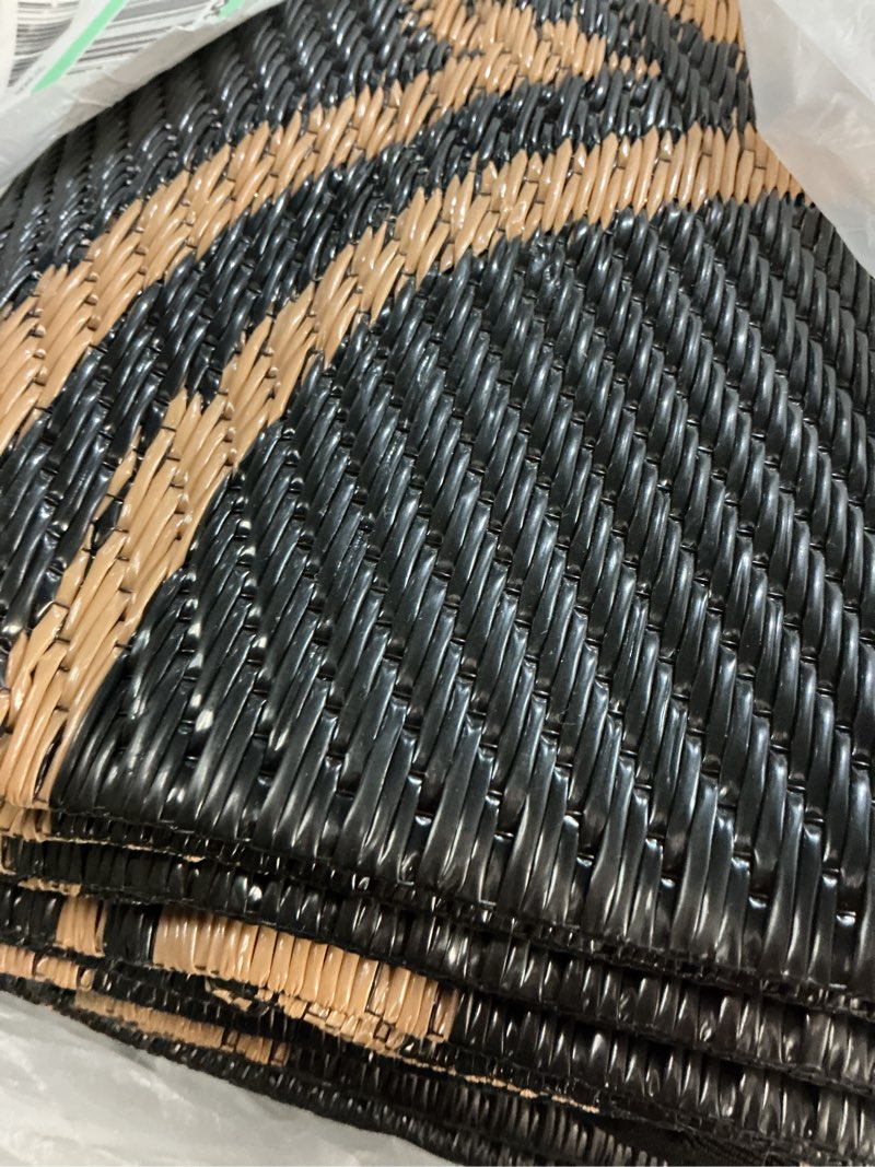 Condition photo showing As Is for Nazar Outdoor Rug Garden Patio Garden Rug Balcony Camping Lightweight Reversible (1743 Black, 180 x 280 cm)