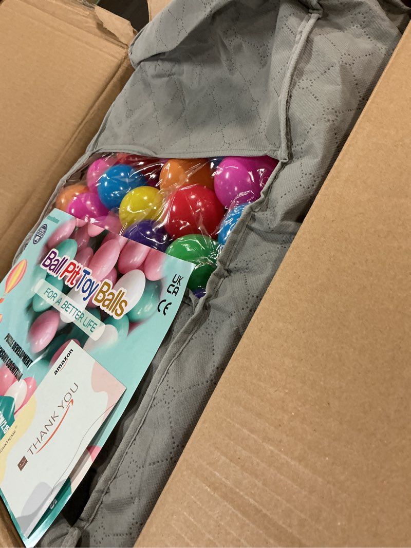 Condition photo showing New/Like New for moonxhome ball pit balls for toddlers, bpa free crush proof plastic toy balls for ball pit, children's pool water toys, macaron ocean balls for play tent 2.15 inch pack of 100 200 500 800 1000 rainbow colors 500