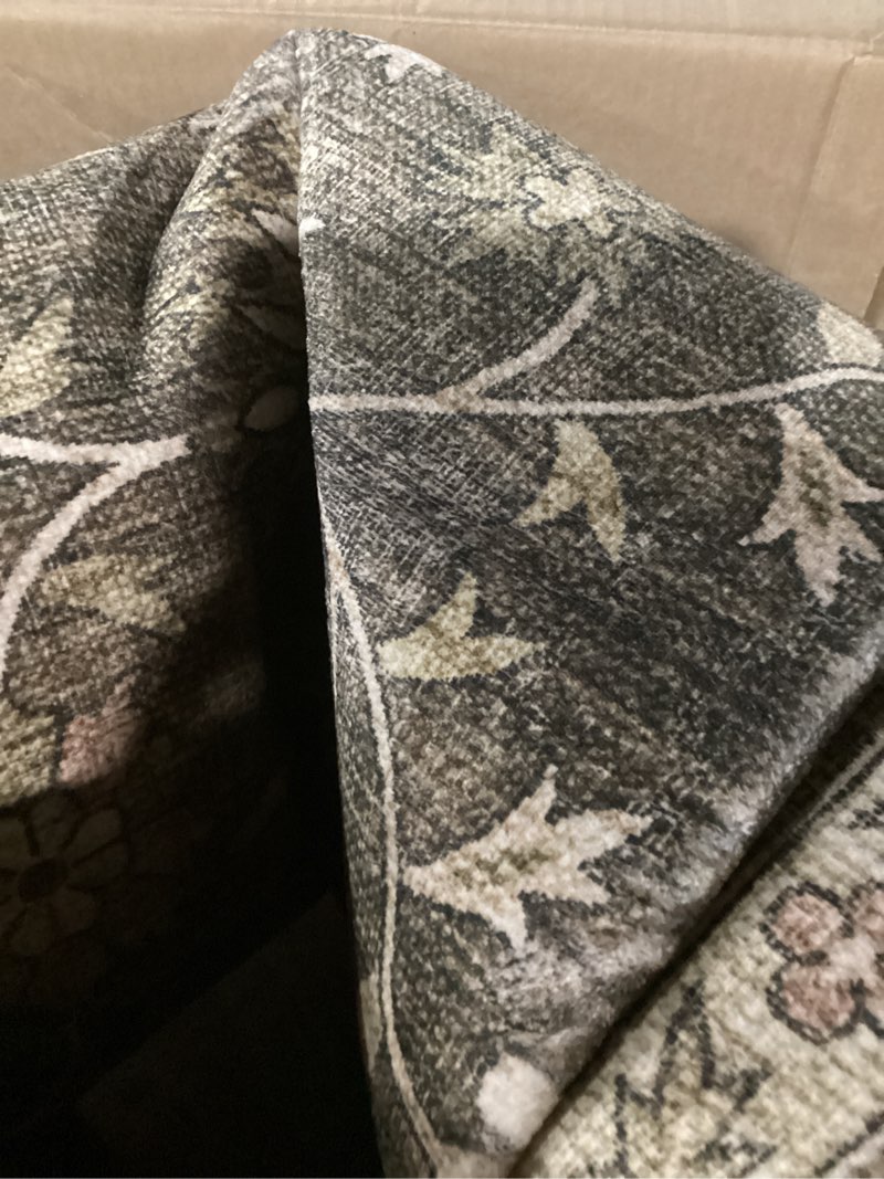 Condition photo showing As Is for Washable 9x12 Area Rugs for Living Room, Boho Non-Slip Vintage Distress Lager Rugs for Bedroom Dining Room Nursery Office, 0.3" Neutral Oriental Throw Thin Carpet, Tan/Flaxen/Multi Tan/Flaxen/Multi 9x12