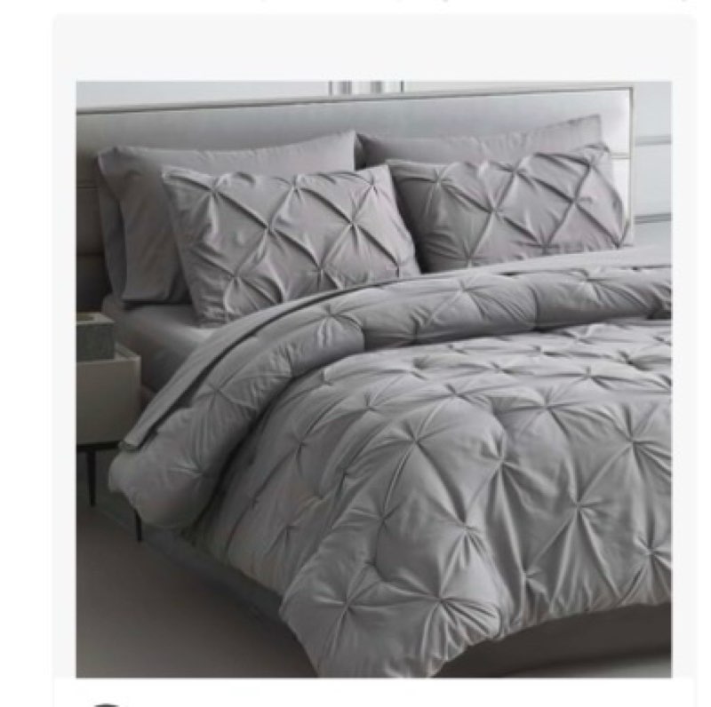 Maple&Stone Queen Comforter Set - 7 Pieces Pintuck Bed in A Bag Queen Pleat Pinch - Comforters Queen
