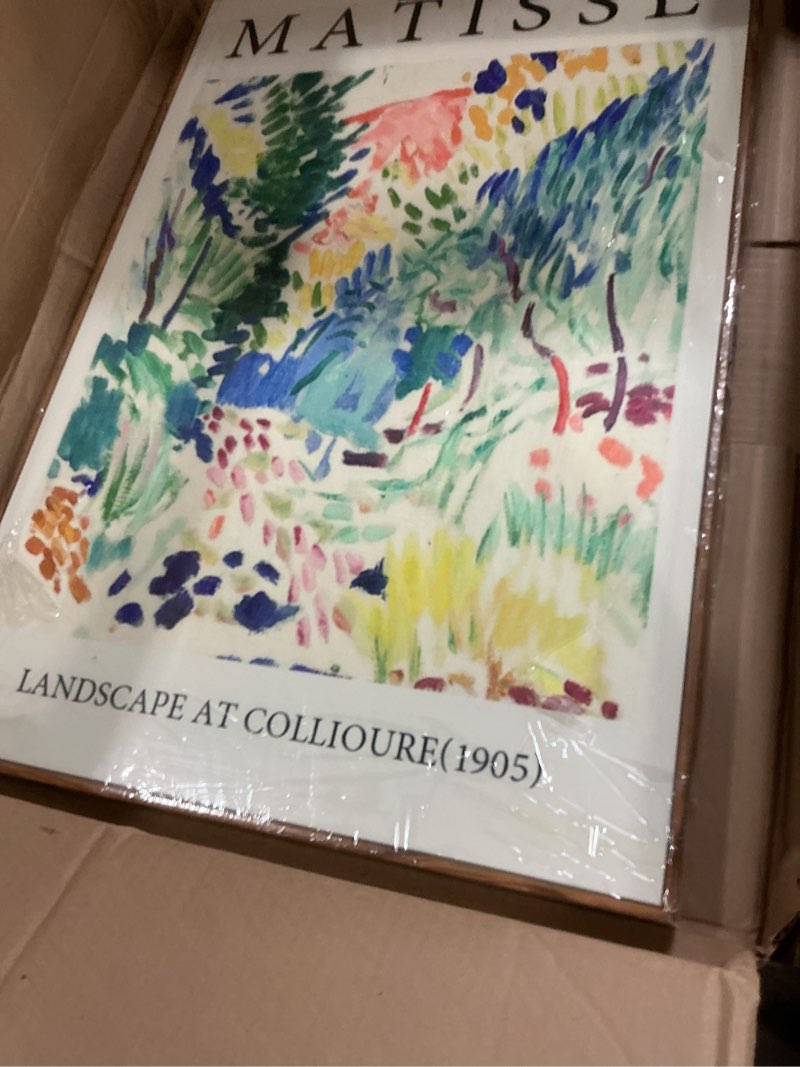 Condition photo showing New/Like New for larage matisse framed canvas wall art,landscape at collioure print artwork,abstract colorful oil paintings wall decoration for living room bed room office-16x24in natural framed g-natural framed 24"l x 16"w