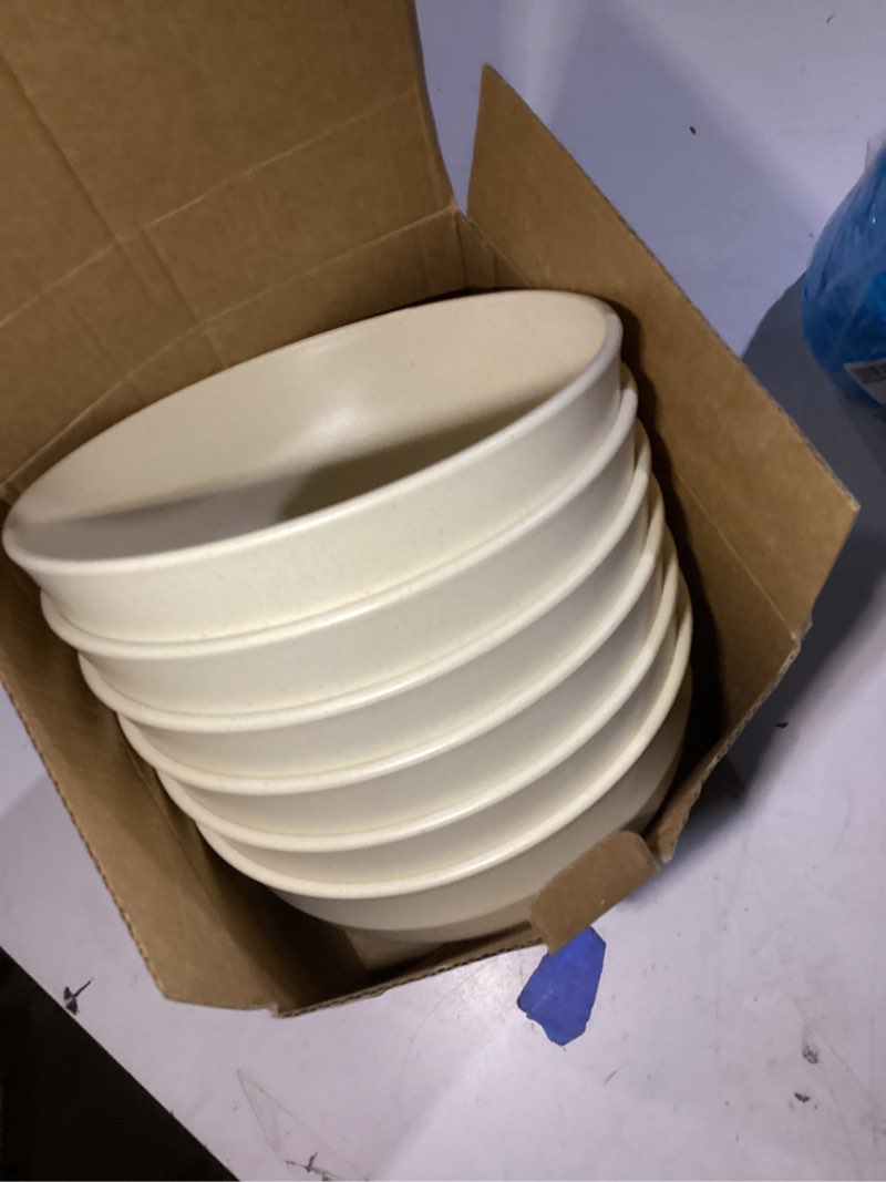 Condition photo showing Good Condition for Wheat Straw Bowls Set 60 OZ, Unbreakable Large Beige Bowls Set of 6, Microwave & Dishwasher Safe Big Cereal Bowl for Picnic and Party BPA Free Salad Bowl for Serving Oatmeal and Popcorn (Beige) 60 oz Beige