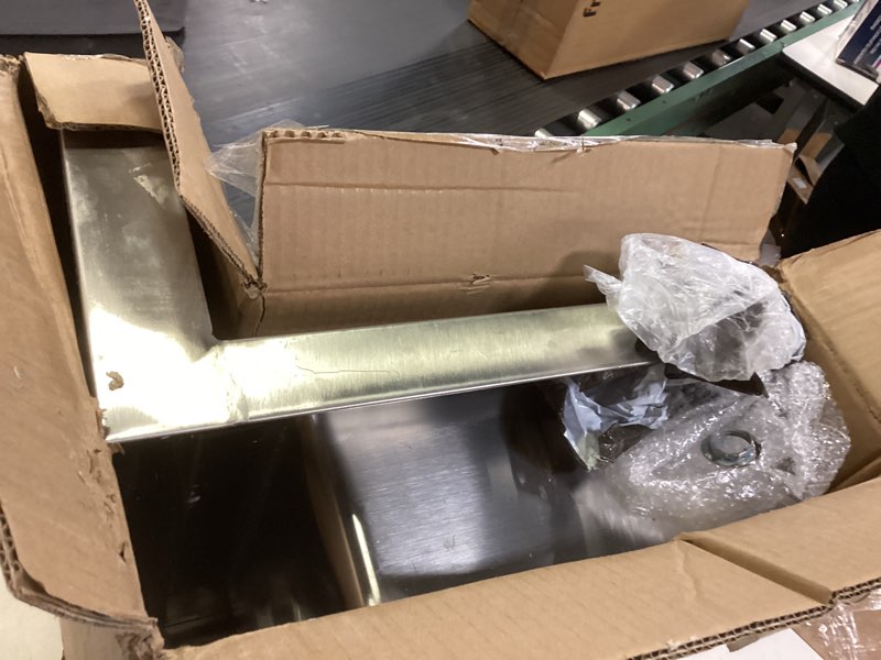 Condition photo showing Good Condition for Profeeshaw Stainless Steel Sink Commercial Wall Mount Hand Washing Basin NSF Certified, with Gooseneck Faucet and Backsplash, for Restaurants, Stores, Bars and Home, 17" x 15" No Partition