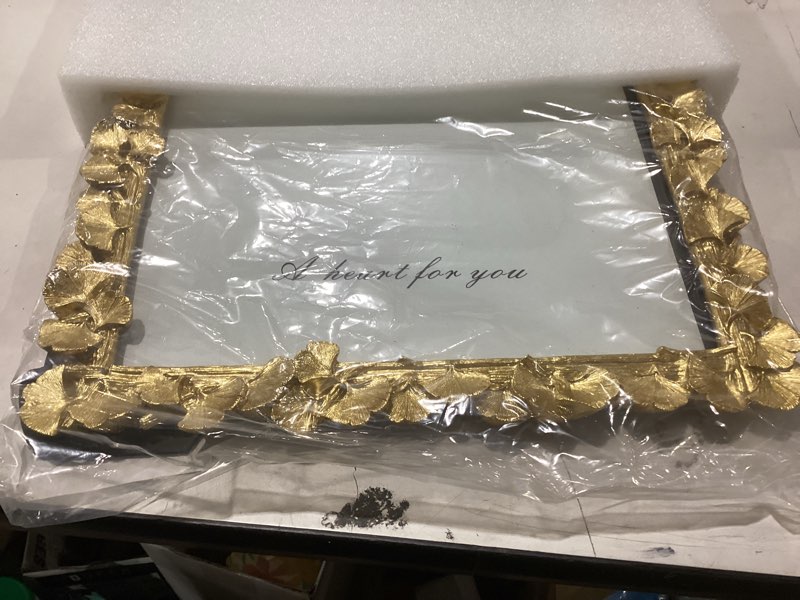 Condition photo showing New/Like New for cuspin 11x14 picture frame vintage gold frames, ornate leaf textured hand-crafted resin with glass front, gold picture frames for tabletop display, retro design home decor ginkgo leaf gold 11x14 inches