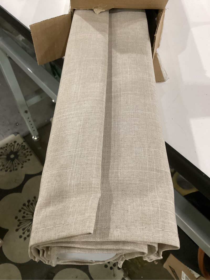 Condition photo showing As Is for chicology roman shades for windows, window treatments, roman shades, roman window shades, room darkening shades, window shades, 35" w x 48" h, belgian flax (privacy & light filtering) belgian flax (privacy & light filtering) 35"w x 48"h
