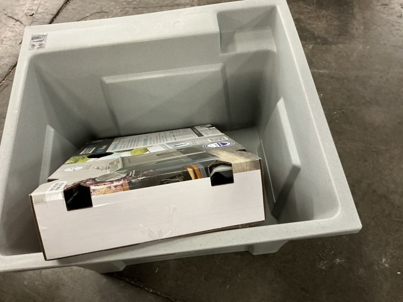 Condition photo showing Good Condition for ruggedtub 24.25-in x 22-in 1-basin graphite (gray with black speckles) freestanding utility tub with drain and faucet
