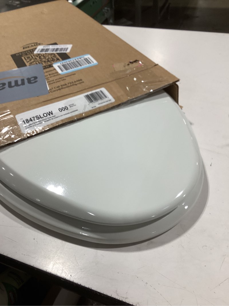 Condition photo showing Good Condition for Mayfair Cassel Slow Close Toilet Seat, Easy Clean, Non Slip Premium Wood Seat, Easy Install, Made in USA, Elongated, White Elongated 1 - Toilet Seat